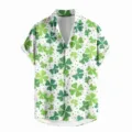Men's St. Patrick's Day Clover Print Short Sleeve Hawaiian Shirt Casual Summer Button Down - LAZB16-10