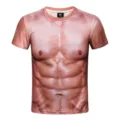 Heren 3D Spier Print Korte Mouw T-Shirt Novelty Grappig Gag Workout Top Casual Shirt - 3XL / HJ-F10799