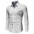 Men's Slim Fit Long Sleeve Dress Shirt Casual Geometric Print Button Down Shirt Top - 3XL / Tops / HJ-hd1135