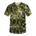 Detail view of the 3D digital printed camouflage short sleeve crewneck men t-shirt. - S / SLX2869