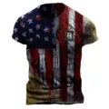 Vintage US Flagge 3D Druck Herren Kurzarm T-Shirt Streetwear Mode Freizeit Top - 6XL / Stil 0909