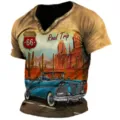 T-shirt homme rétro impression 3D col V manches courtes haut style streetwear mode - SW07