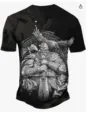 T-shirt Henley imprimé guerrier Viking 3D homme manches courtes streetwear été haut - SW09