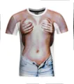 3D illusie novelty print korte mouw T-shirt grappig lichaam ontwerp mannen casual top wit M - 3XL / HJ-F10792