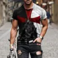Men's 3D Printed Crusader Knight Short Sleeve T-Shirt Vintage Streetwear Casual Tee - 6XL / Style 0936