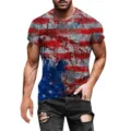 Men's US flag 3D print short sleeve t-shirt casual summer vintage patriotic top. - 6XL / Style 0940