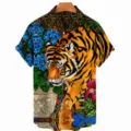 Chemise Hawaïenne Homme Imprimé Tigre 3D Manches Courtes Casual Vacances Été Top - ZHCS421-38