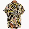 Men's short sleeve shirt casual vintage colorful 3D print button down summer beach top - CD20240218521 / 3XL