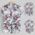 Chemise hawaienne pour homme a manches courtes imprime floral abstrait et style casual. - QWS956-7