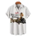 Men's casual short sleeve shirt with graphic print white summer top comfortable fabric - S / Tops / HJ-DL024
