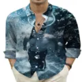 Men's 3D Digital Print Long Sleeve Shirt Underwater Diver Graphic Casual Streetwear Top - XS / Tops / Diver (OFS-92)