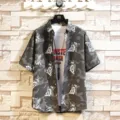 Summer short-sleeve camouflage floral shirt for couples trendy beach vacation style lapel top - D376