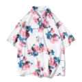 Men's summer floral Hawaiian short sleeve shirt loose casual button-down top - Style 6