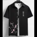Mens summer short sleeve casual shirt black hawaiian floral print button down top new - S / Japanese Cherry Blossom