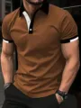 Men's casual short sleeve polo shirt, stylish contrast color lapel design, comfortable fit. - S / Tops / G32P428