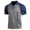 Men's Tactical Polo Shirt Short Sleeve Blue Grey American Flag Graphic Summer Casual - 3XL / Tops / Blue Gray (HJ-1225-J33)
