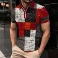 Men's 3D digital print short sleeve polo shirt casual fashion lapel summer top. - S / Tops / XT8825