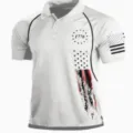 Men's tactical outdoor polo shirt summer short sleeve graphic athletic top white size - 3XL / Tops / White (HJ-1225-J45)
