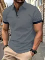 Casual mens solid color short sleeve polo shirt with contrast collar and cuffs for summer. - S / Tops / G32P410