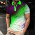 Men short sleeve polo shirt 3D digital print half zip casual fashion summer apparel - S / Tops / XT8828