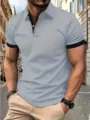Men's Short Sleeve Contrast Polo Shirt Casual Light Grey Top Variant Summer Wear - S / Tops / G32P411