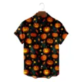 Halloween pumpkin Hawaiian shirt for men, short sleeve 3D print holiday button down beach top - HJCS-2343