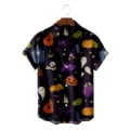 Halloween 3D print Hawaiian short sleeve shirt, spooky pumpkin ghost casual button down beach top. - HJCS-2345