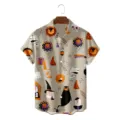 Men's Halloween Hawaiian Short Sleeve Shirt 3D Print Casual Button Down Beach Top - HJCS-2346