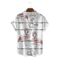 Heren korte mouw Hawaiiaans overhemd casual aloha tropische flamingo print zomer topje - CSDW-0123 / S