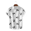 Men's short sleeve Hawaiian shirt with allover black palm tree print for summer wear. - S / Tops / Black and White Coconut Tree (CSZW-1027)
