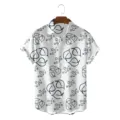 Men's casual short sleeve Hawaiian shirt with botanical leaf print and loose summer fit. - CSZW-2030 / S