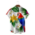 Hawaianse heren korte mouw shirt met tropische papegaai en bloemen 3D print voor de zomer. - CSDW-0126 / S