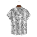 Men's retro short sleeve shirt with creative black and white sea life doodle pattern. - CSFG-0043