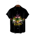 Men's black short sleeve Hawaiian shirt featuring tropical flamingo and flower print for summer. - S / Tops / Black Toucan Tropical (CSDW-0148)