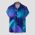Herren 3D bedrucktes Kurzarm Hawaiihemd mit abstrakem bunten Spritzmuster Variante - CSGY-0027 / S