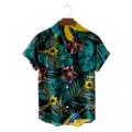 Men's casual tropical plant floral print Hawaiian short sleeve button-down shirt for summer. - CSZW-2032 / S