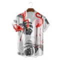 Heren Flamingo Tropische Print Hawaï Shirt Korte Mouw Zomer Casual Knoop Top - CSDW-0129 / S