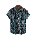 Men's retro paisley short sleeve shirt variant, casual ethnic floral print button down top. - CSFG-0045