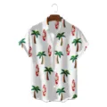 Men's summer short sleeve Hawaiian shirt with tropical palm tree and surfboard print casual top. - S / Tops / White Red Surfboard Coconut Tree (CSZW-1031)