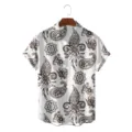 Men's retro vintage paisley printed short sleeve summer casual button down shirt top. - CSFG-0046