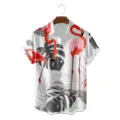 Heren Zomer Hawaii Korte Mouw Hemd Flamingo Tropische Print Casual Knoophemd Top - CSDW-0130 / S