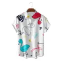 Heren zomer Hawaïijns shirt met korte mouwen en een kleurrijke flamingo print casual top. - CSDW-0131 / S
