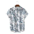 Men's retro floral print short sleeve shirt summer casual button down top for men - CSFG-0047