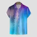 Herren Kurzarm Hawaiihemd Sommer lässig abstrakter Farbverlauf blau lila Knopfleiste Oberteil - CSGY-0031 / S