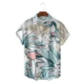 Heren korte mouw Hawaiiaanse overhemd casual tropische flamingo toekan geprint zomer topjes - CSDW-0132 / S