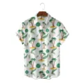 Men's summer casual short sleeve Hawaiian shirt with tropical palm tree all-over print. - S / Tops / Coconut Palm Leaves (CSZW-1034)
