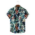 Men's Casual Short Sleeve Hawaiian Shirt Tropical Botanical Leaf Print Summer Button-Down Top - CSZW-2037 / S