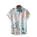 Stijlvol heren zomer Hawaï kort mouw overhemd met tropische jungle print design. - CSDW-0133 / S