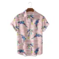 Men's Short Sleeve Hawaiian Shirt Pink Dolphin And Palm Tree Print Summer Casual Top - S / Tops / Pink Abstract Dolphin (CSZW-1035)