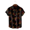 Men's casual short sleeve Hawaiian shirt with colorful leaf print and lapel collar design. - CSZW-2038 / S